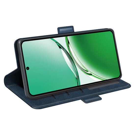 Oppo Reno12 F Hoesje - MobyDefend Luxe Wallet Book Case (Sluiting Zijkant) - Blauw