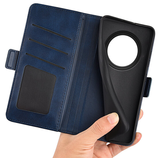 Oppo Reno12 F Hoesje - MobyDefend Luxe Wallet Book Case (Sluiting Zijkant) - Blauw