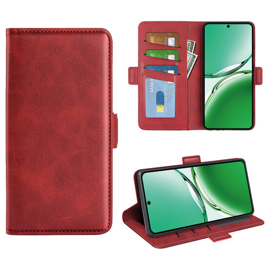 Oppo Reno12 F Hoesje - MobyDefend Luxe Wallet Book Case (Sluiting Zijkant) - Rood