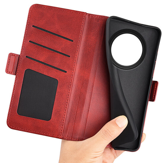 Oppo Reno12 F Hoesje - MobyDefend Luxe Wallet Book Case (Sluiting Zijkant) - Rood