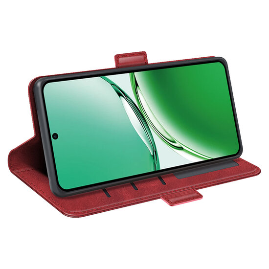 Oppo Reno12 F Hoesje - MobyDefend Luxe Wallet Book Case (Sluiting Zijkant) - Rood