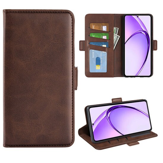 Oppo A80 5G Hoesje - MobyDefend Luxe Wallet Book Case (Sluiting Zijkant) - Bruin
