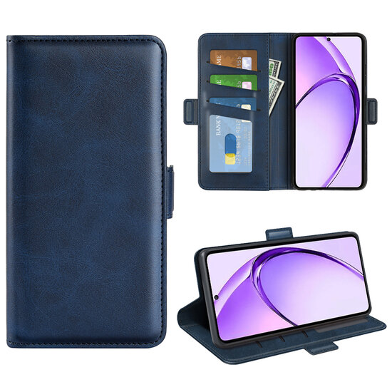 Oppo A80 5G Hoesje - MobyDefend Luxe Wallet Book Case (Sluiting Zijkant) - Blauw