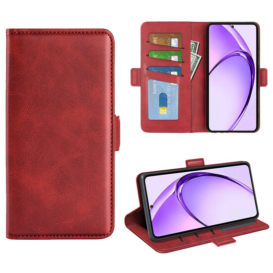 Oppo A80 5G Hoesje - MobyDefend Luxe Wallet Book Case (Sluiting Zijkant) - Rood