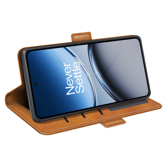 OnePlus Nord 4 Hoesje - MobyDefend Luxe Wallet Book Case (Sluiting Zijkant) - Lichtbruin