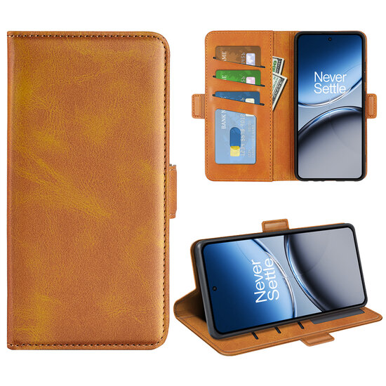 OnePlus Nord 4 Hoesje - MobyDefend Luxe Wallet Book Case (Sluiting Zijkant) - Lichtbruin