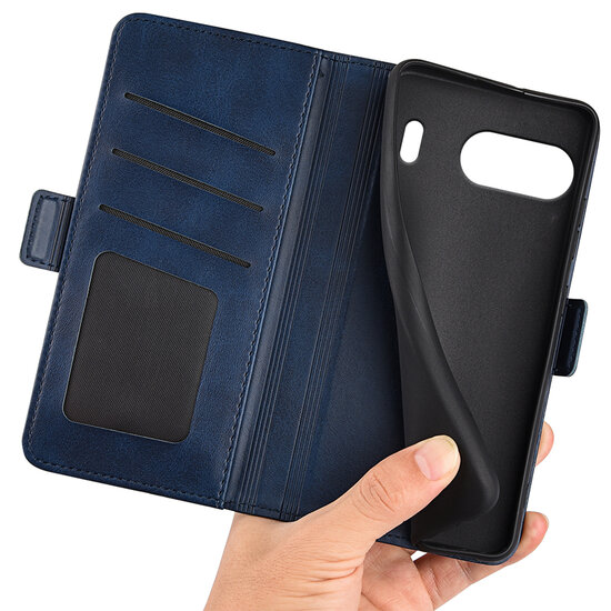 OnePlus Nord 4 Hoesje - MobyDefend Luxe Wallet Book Case (Sluiting Zijkant) - Blauw