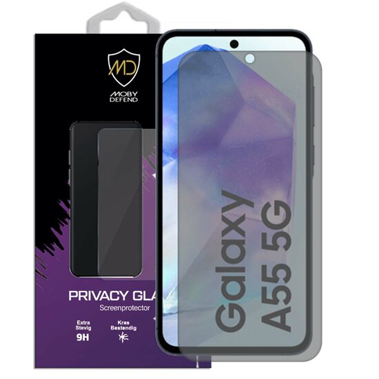 MobyDefend Samsung Galaxy A55 Screenprotector - Matte Privacy Glass Screensaver