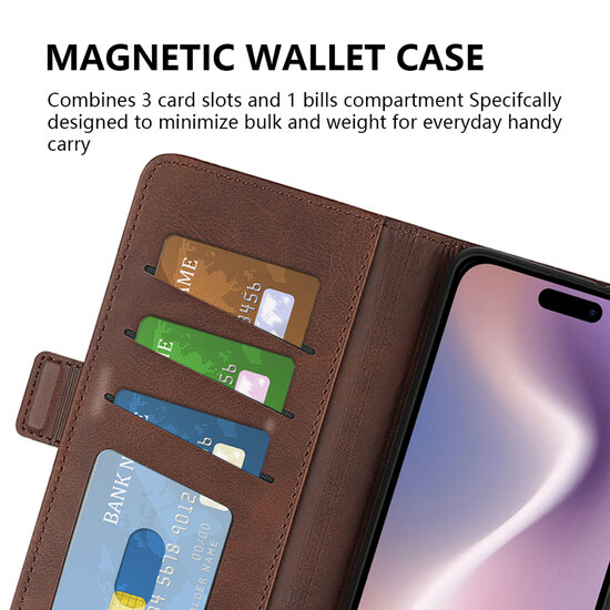 iPhone 16 Hoesje - MobyDefend Luxe Wallet Book Case (Sluiting Zijkant) - Zwart