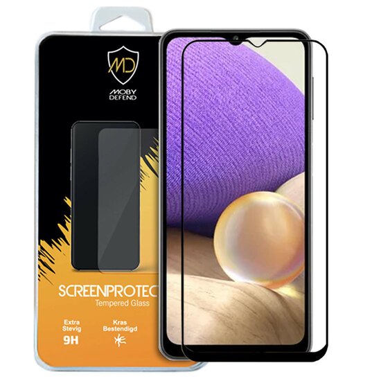 Samsung Galaxy A32 (5G) Screenprotector - MobyDefend Screensaver Met Zwarte Randen - Gehard Glas 