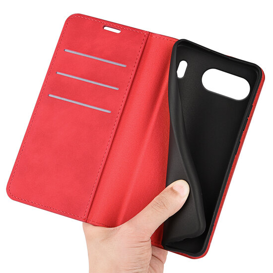 OnePlus Nord 4 Hoesje - Luxe Wallet Bookcase (Magnetische Sluiting) - Rood
