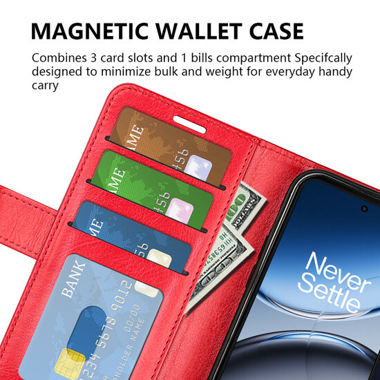 OnePlus Nord 4 Hoesje - MobyDefend Wallet Book Case (Sluiting Achterkant) - Rood
