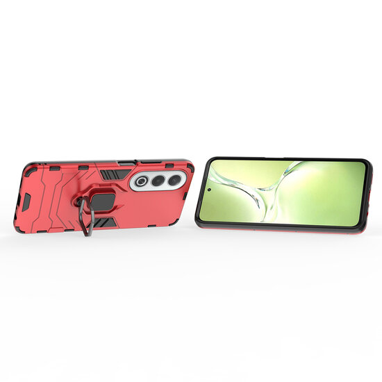 Oppo A80 5G Hoesje - MobyDefend Dubbelgelaagde Pantsercase Met Standaard - Rood