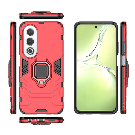 Oppo A80 5G Hoesje - MobyDefend Dubbelgelaagde Pantsercase Met Standaard - Rood