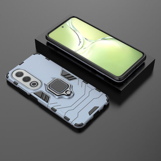Oppo A80 5G Hoesje - MobyDefend Dubbelgelaagde Pantsercase Met Standaard - Blauw