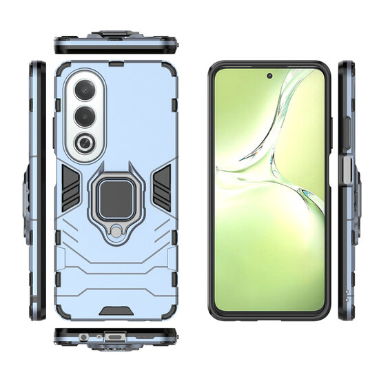 Oppo A80 5G Hoesje - MobyDefend Dubbelgelaagde Pantsercase Met Standaard - Blauw