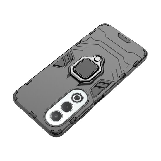 Oppo A80 5G Hoesje - MobyDefend Dubbelgelaagde Pantsercase Met Standaard - Zwart