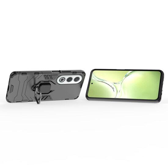 Oppo A80 5G Hoesje - MobyDefend Dubbelgelaagde Pantsercase Met Standaard - Zwart