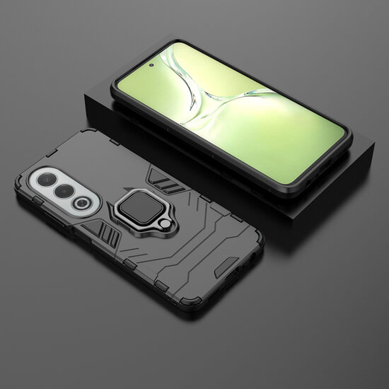 Oppo A80 5G Hoesje - MobyDefend Dubbelgelaagde Pantsercase Met Standaard - Zwart