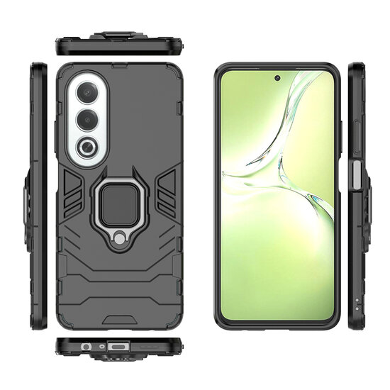 Oppo A80 5G Hoesje - MobyDefend Dubbelgelaagde Pantsercase Met Standaard - Zwart
