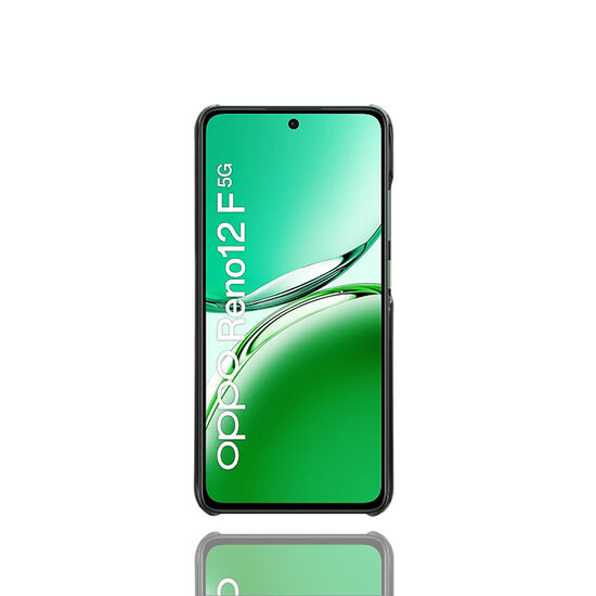 Oppo Reno12 F Hoesje - MobyDefend Lederen Backcover Met Vakjes Voor Pasjes - Zwart