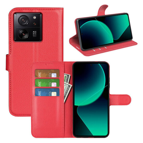 Xiaomi 13T / 13T Pro Hoesje - MobyDefend Kunstleren Wallet Book Case (Sluiting Voorkant) - Rood