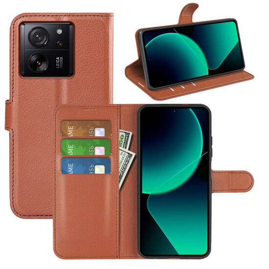 Xiaomi 13T / 13T Pro Hoesje - MobyDefend Kunstleren Wallet Book Case (Sluiting Voorkant) - Bruin
