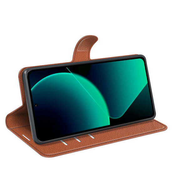 Xiaomi 13T / 13T Pro Hoesje - MobyDefend Kunstleren Wallet Book Case (Sluiting Voorkant) - Bruin