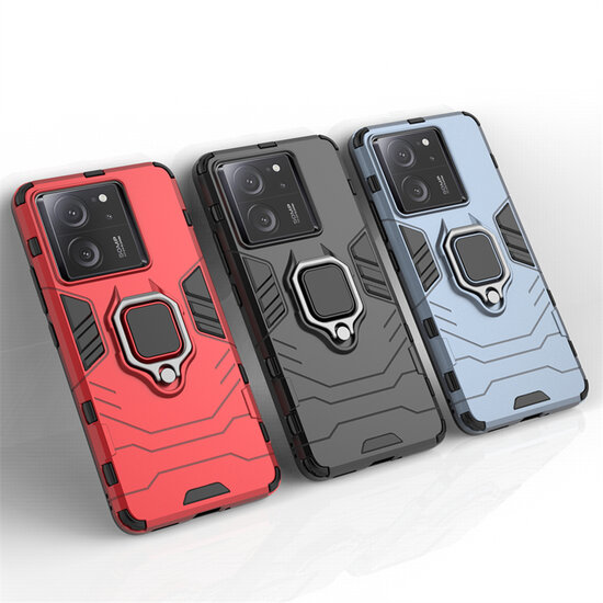 Xiaomi 13T / 13T Pro Hoesje - MobyDefend Dubbelgelaagde Pantsercase Met Standaard - Zwart