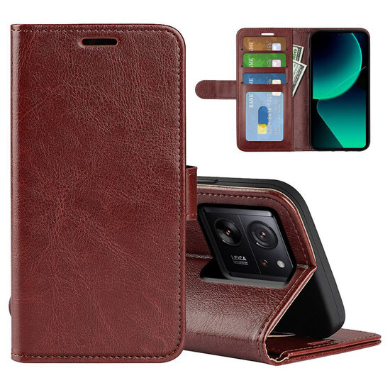Xiaomi 13T / 13T Pro Hoesje - MobyDefend Wallet Book Case (Sluiting Achterkant) - Bruin