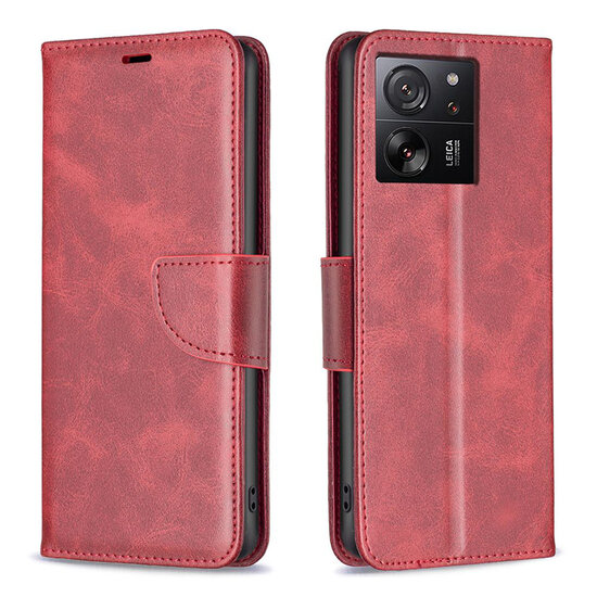 Xiaomi 13T / 13T Pro Hoesje - MobyDefend Wallet Book Case Met Koord - Rood