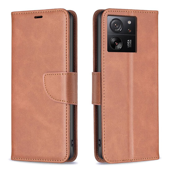Xiaomi 13T / 13T Pro Hoesje - MobyDefend Wallet Book Case Met Koord - Bruin