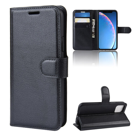 iPhone 11 Hoesje - MobyDefend Kunstleren Wallet Book Case (Sluiting Voorkant) - Zwart