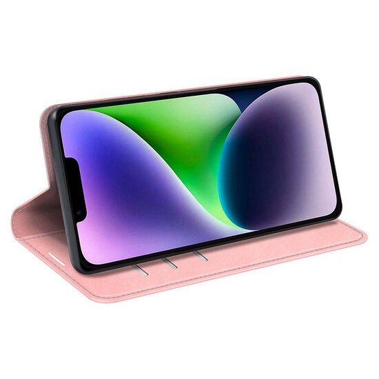 iPhone 15 Hoesje - Luxe Wallet Bookcase (Magnetische Sluiting) - Roze