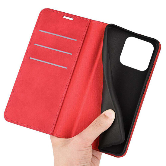 iPhone 15 Hoesje - Luxe Wallet Bookcase (Magnetische Sluiting) - Rood