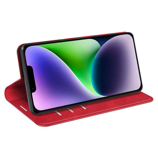 iPhone 15 Hoesje - Luxe Wallet Bookcase (Magnetische Sluiting) - Rood