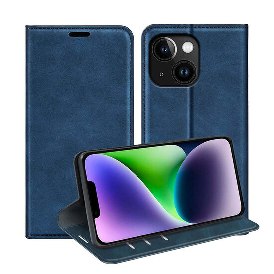 iPhone 15 Hoesje - Luxe Wallet Bookcase (Magnetische Sluiting) - Blauw