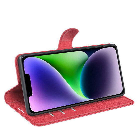 iPhone 15 Hoesje - MobyDefend Kunstleren Wallet Book Case (Sluiting Voorkant) - Rood