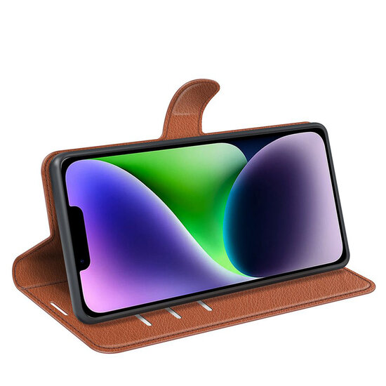 iPhone 15 Hoesje - MobyDefend Kunstleren Wallet Book Case (Sluiting Voorkant) - Bruin