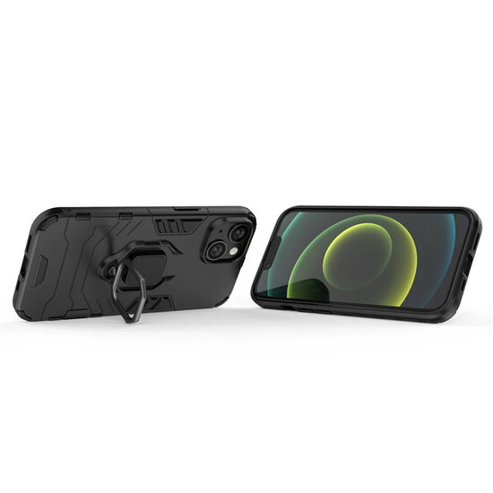 iPhone 15 Hoesje - MobyDefend Dubbelgelaagde Pantsercase Met Standaard - Rood