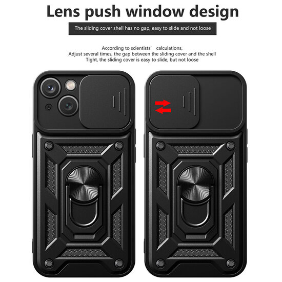 iPhone 15 Hoesje - MobyDefend Pantsercase Met Draaibare Ring - Zilvergrijs