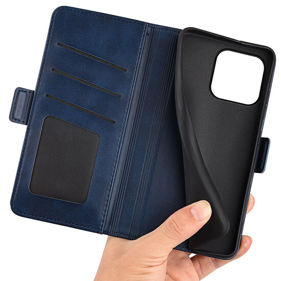 iPhone 15 Hoesje - MobyDefend Luxe Wallet Book Case (Sluiting Zijkant) - Blauw