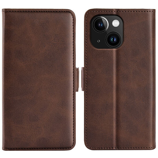 iPhone 15 Hoesje - MobyDefend Luxe Wallet Book Case (Sluiting Zijkant) - Bruin