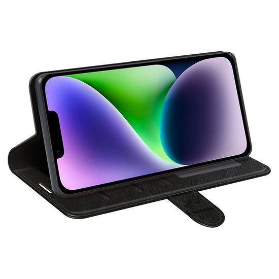 iPhone 15 Hoesje - MobyDefend Wallet Book Case (Sluiting Achterkant) - Zwart