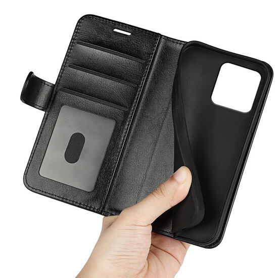 iPhone 15 Hoesje - MobyDefend Wallet Book Case (Sluiting Achterkant) - Zwart
