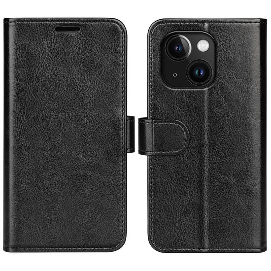 iPhone 15 Hoesje - MobyDefend Wallet Book Case (Sluiting Achterkant) - Zwart