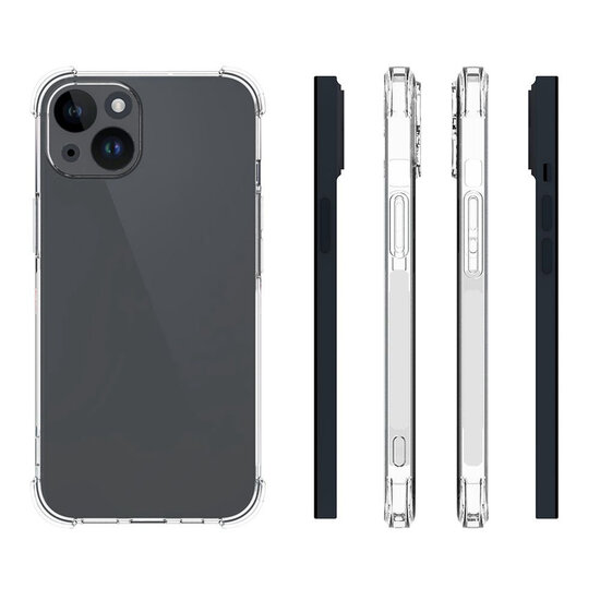 iPhone 15 Hoesje - MobyDefend Transparante Shockproof TPU Backcover - Verstevigde Hoeken - Volledig Doorzichtig