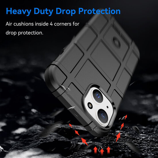iPhone 15 Hoesje - Mobydefend Rugged Shield TPU Backcover - Zwart