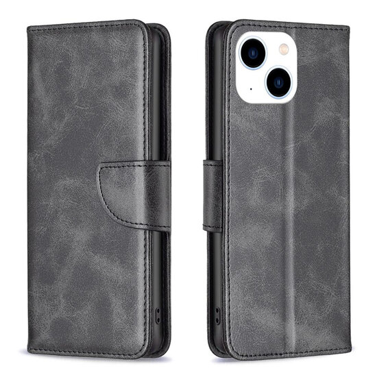 iPhone 15 Hoesje - MobyDefend Wallet Book Case Met Koord - Zwart