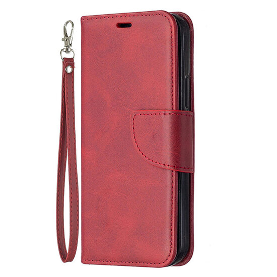 iPhone 12 / iPhone 12 Pro Hoesje - MobyDefend Wallet Book Case Met Koord - Rood
